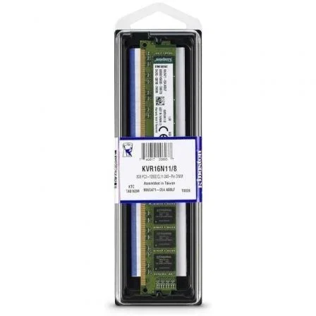 Kingston KVR16N11/8 - Memoria RAM ValueRAM 8GB DDR3 1600MHz CL11 1.5V DIMM 240 Pines PC-12800 para Ordenador de Sobremesa